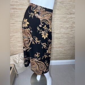 Vintage Paisley Print Midi Skirt Size 14